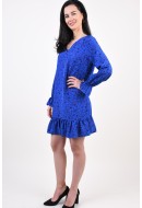Dress Vila Sky V-Neck Short Royal Blue/Blue Flower